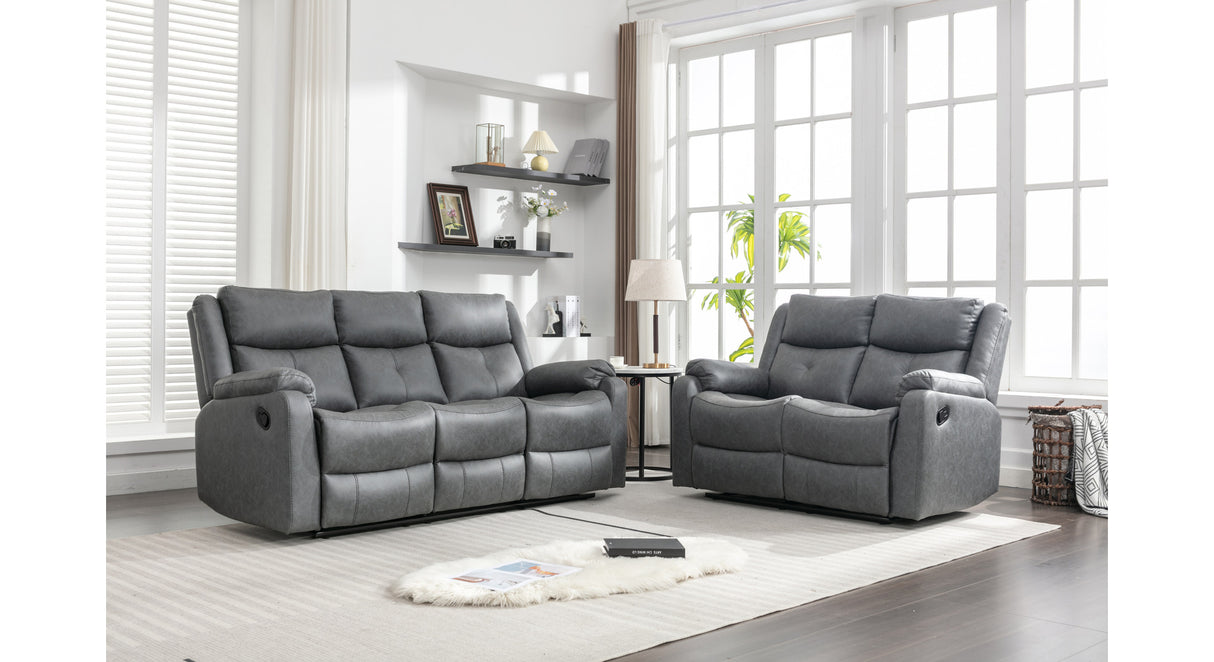 Belair 3+2 Seater Room Set With Manual Recliner - Grey