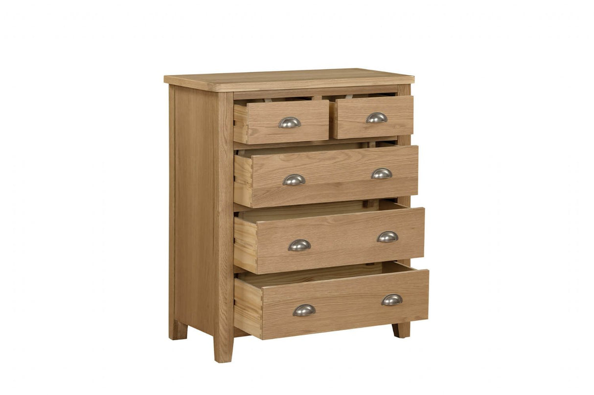 Natural Oak Tall 2 Over 3 Chest of Drawers