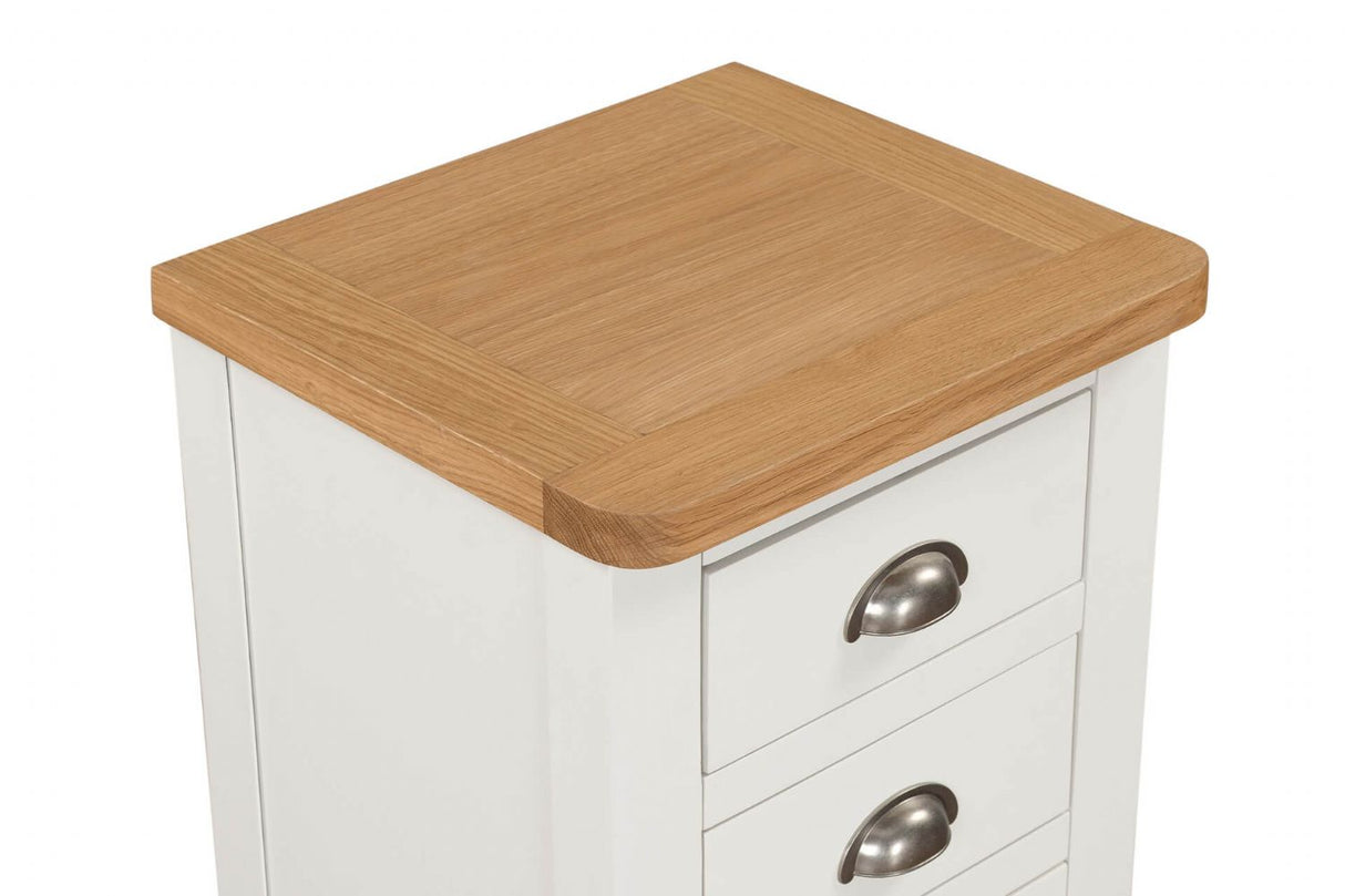 Cashmere Wood 3 Drawer Bedside Table with Oak Top