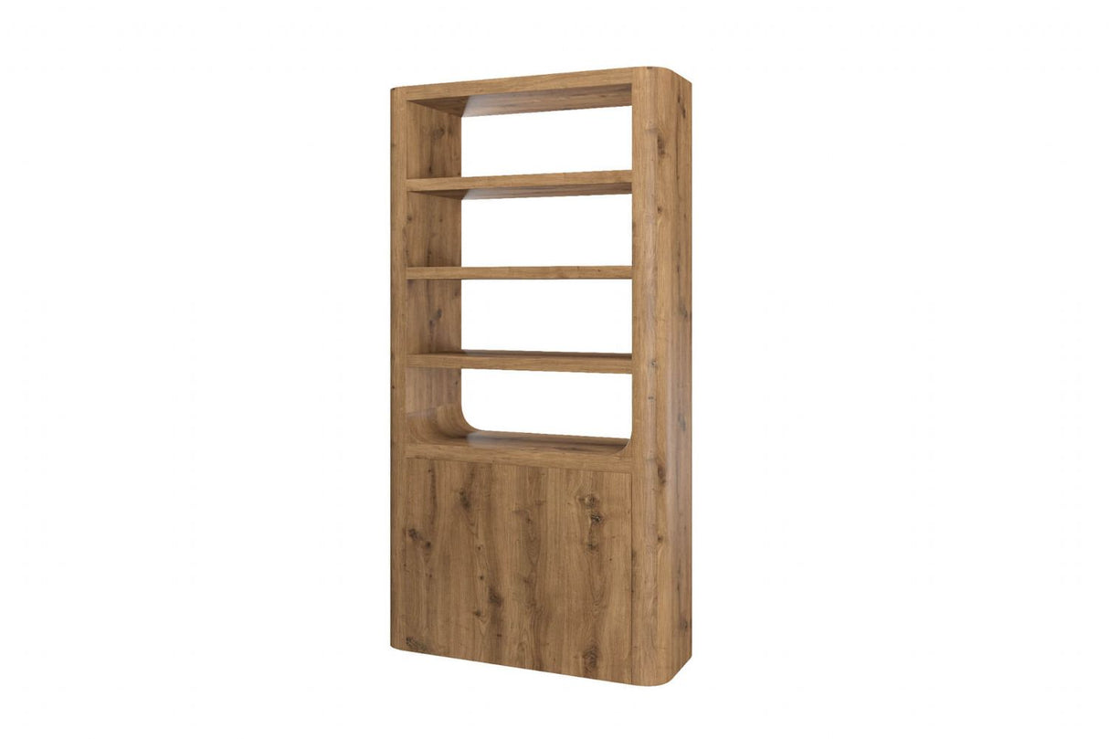 Cashew Rustic Oak Tall Bookcase Cabinet