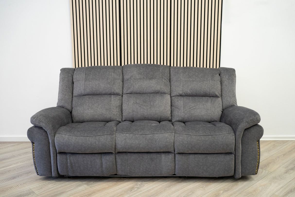 Berlin 3 Seater Electric Recliner – Grey Microfibre Fabric
