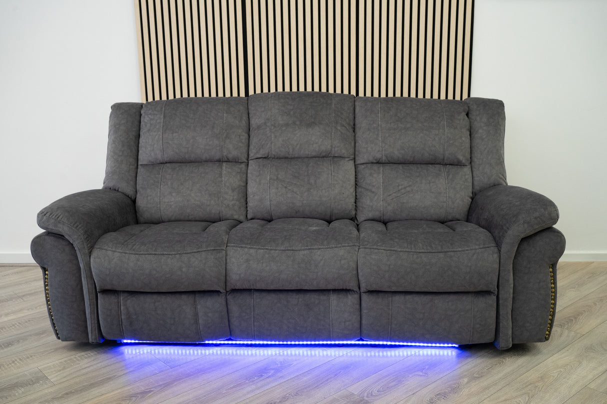 Berlin 3 Seater Electric Recliner – Grey Microfibre Fabric