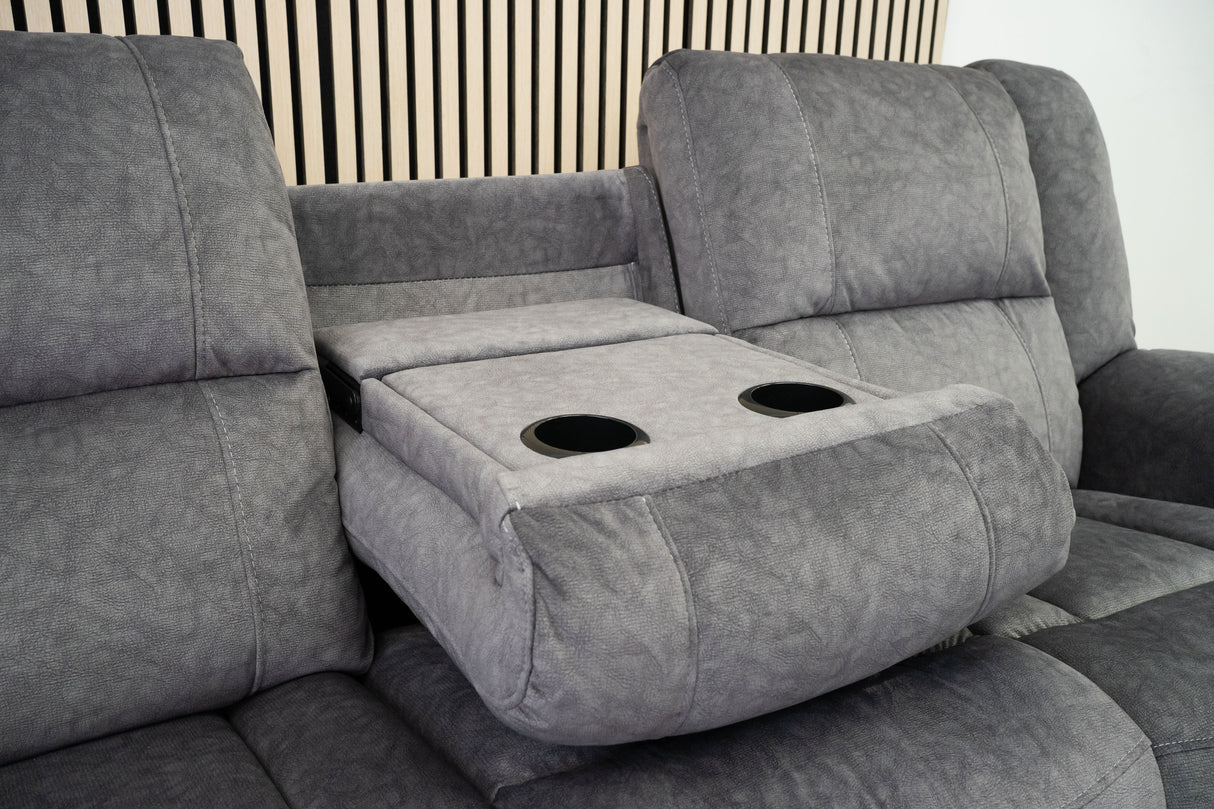 Berlin 3 Seater Electric Recliner – Grey Microfibre Fabric