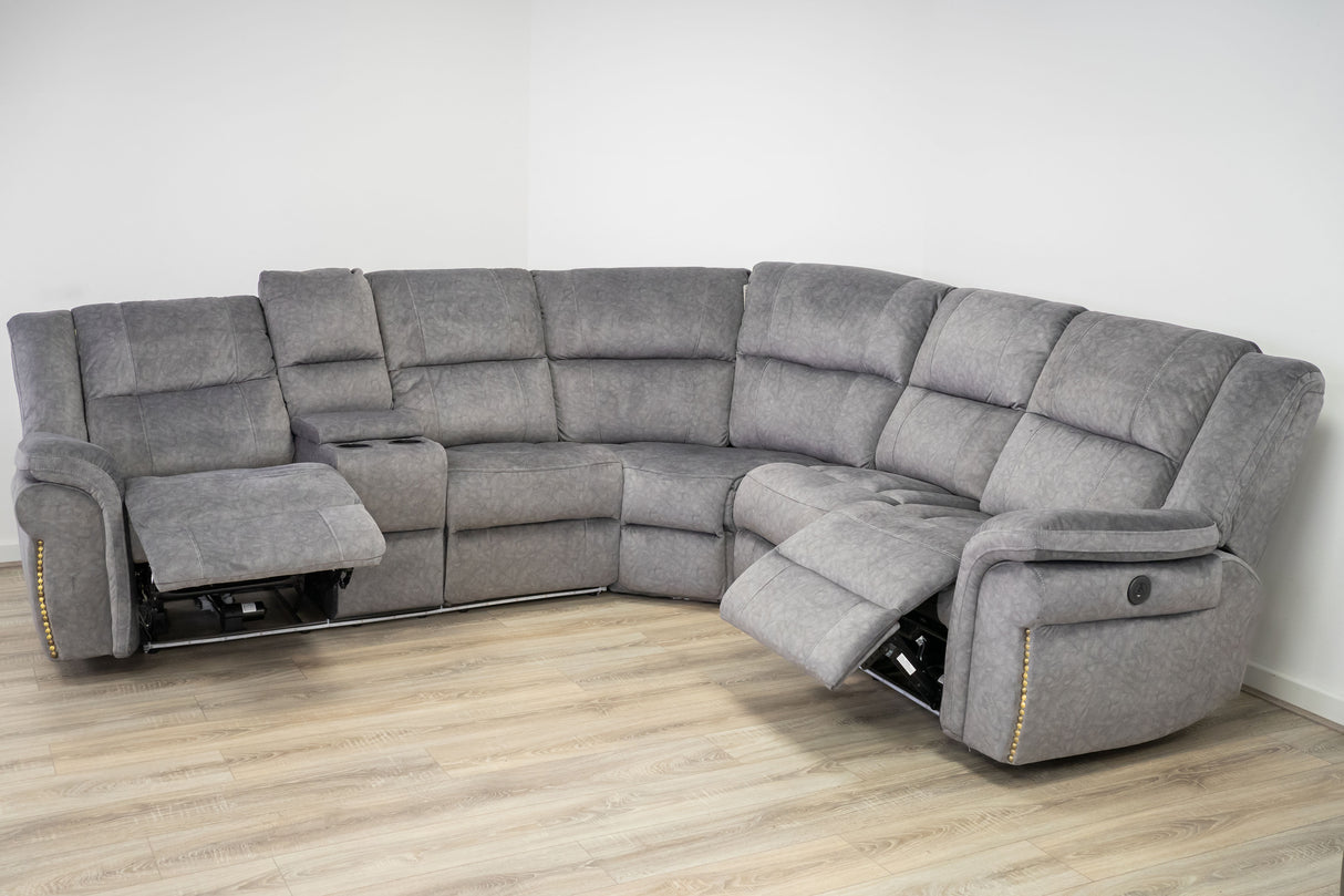 Hudson Grey Fabric Recliner Corner Sofa