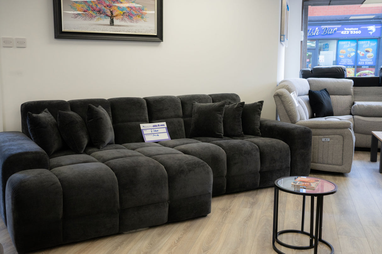 Jacob Sofa Black Left Hand Facing Corner