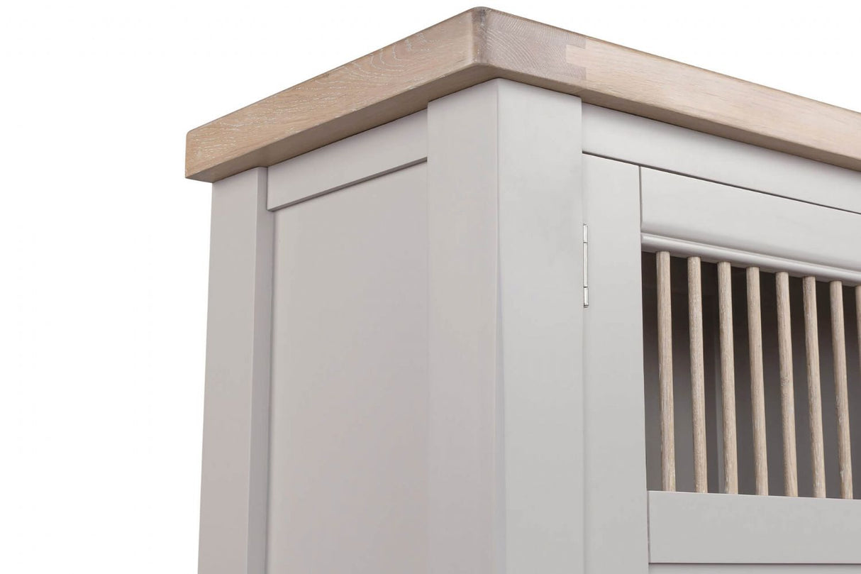Taupe Wooden Larder Hutch Storage Washed Oak Top