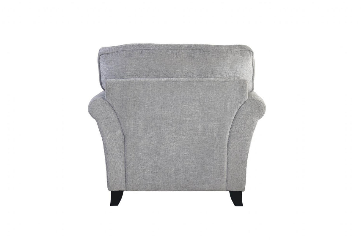 Silver Fabric Upholstered Textured Armchair Dark Legs