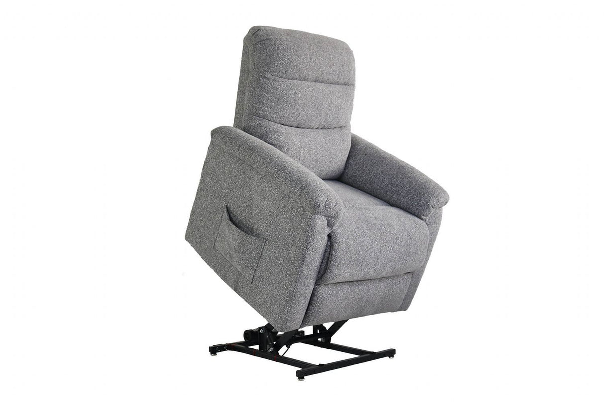 Grey Fabric Lift and Rise Recliner Chair with Lumbar Support