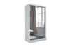 White Gloss Wooden Full Length Mirror Sliding Wardrobe 150cm