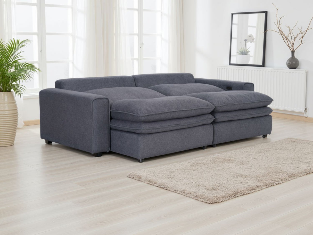 Cloud Grey Fabric 2 Seater Electric Recliner Sofa