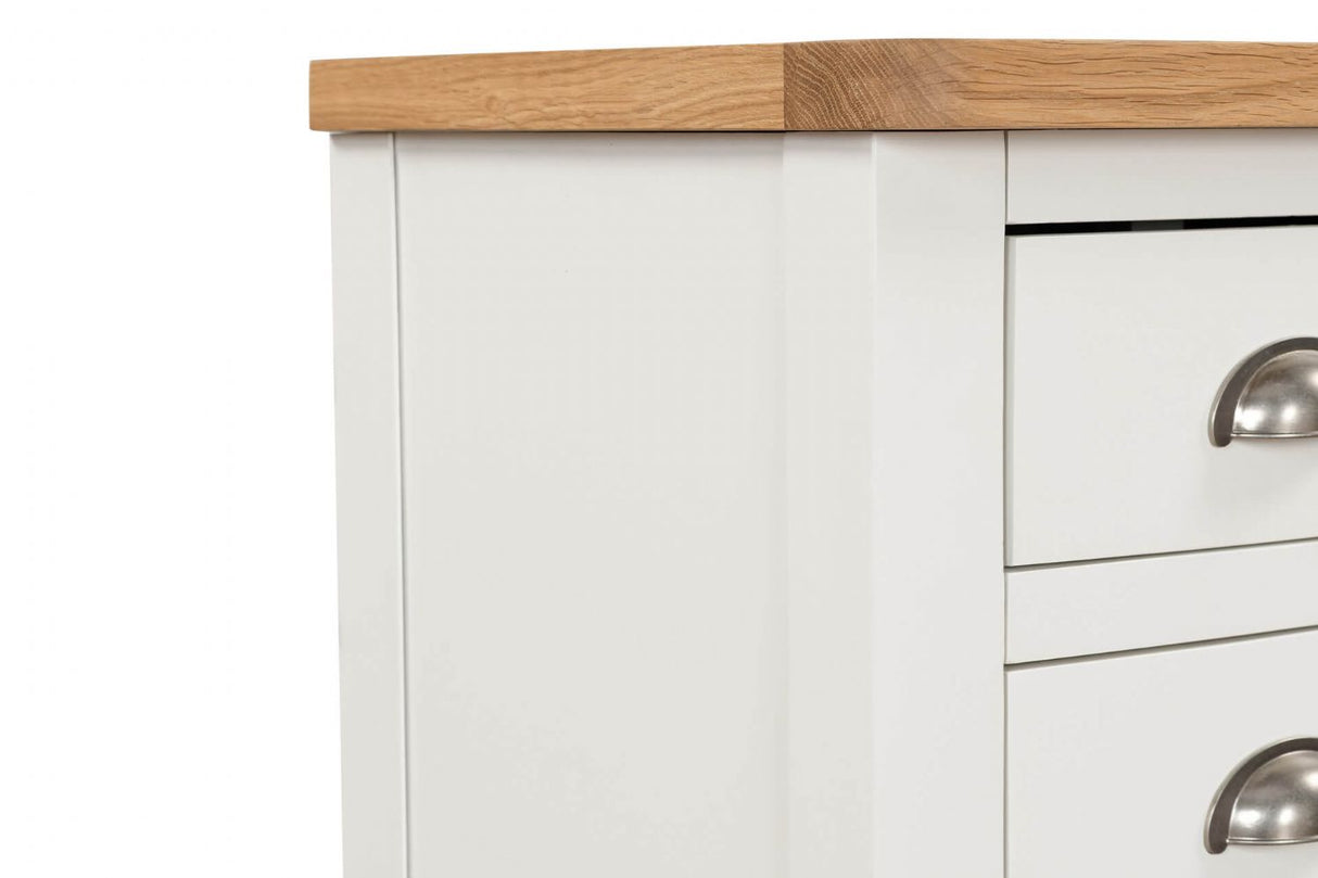 Cashmere Wood 3 Drawer Bedside Table with Oak Top
