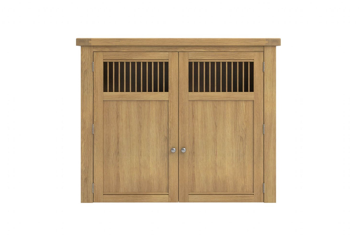 Natural Oak 2 Door Larder Hutch Display Top