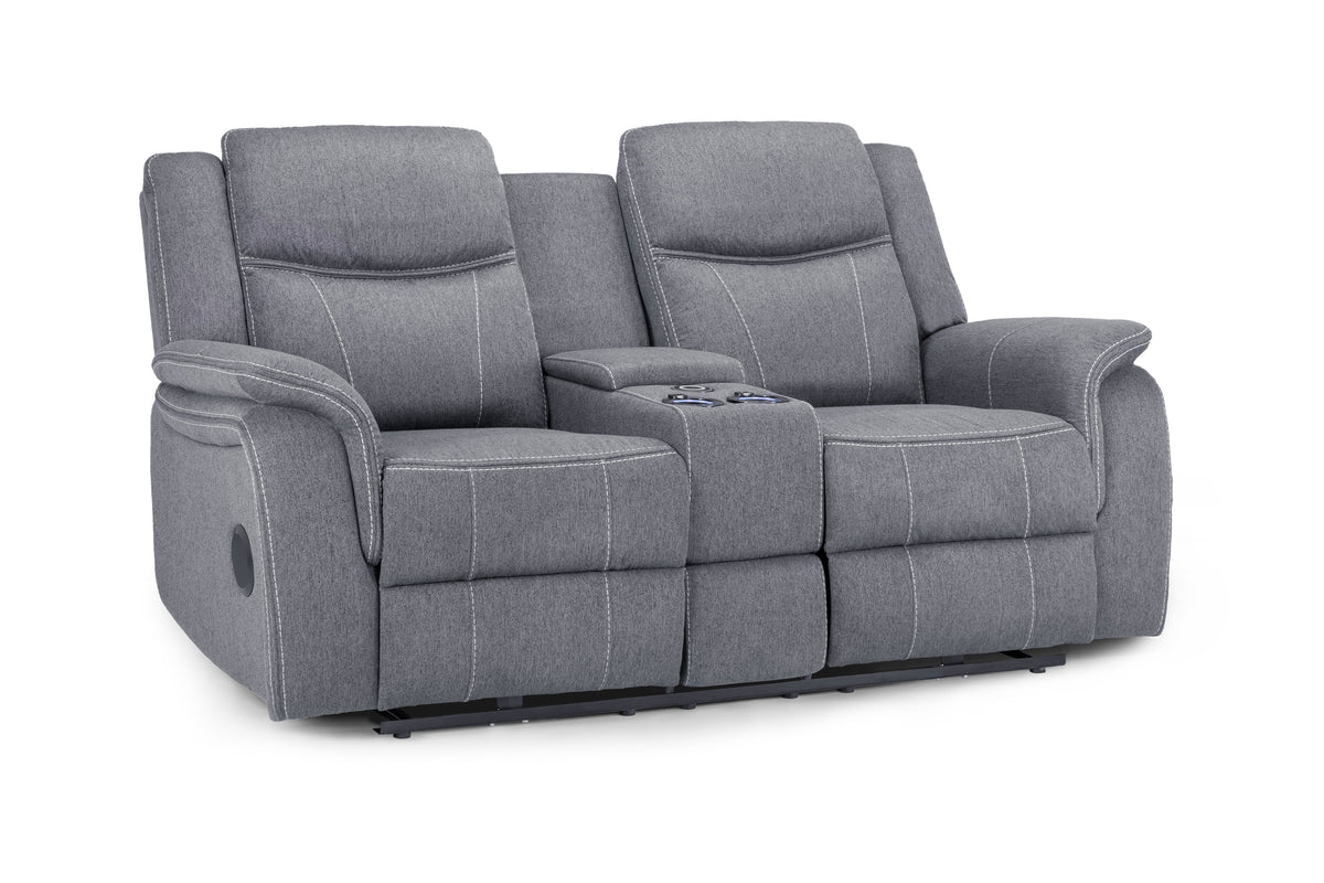 Galaxy Tech Electric Recliner 2 Seater Grey Fabric