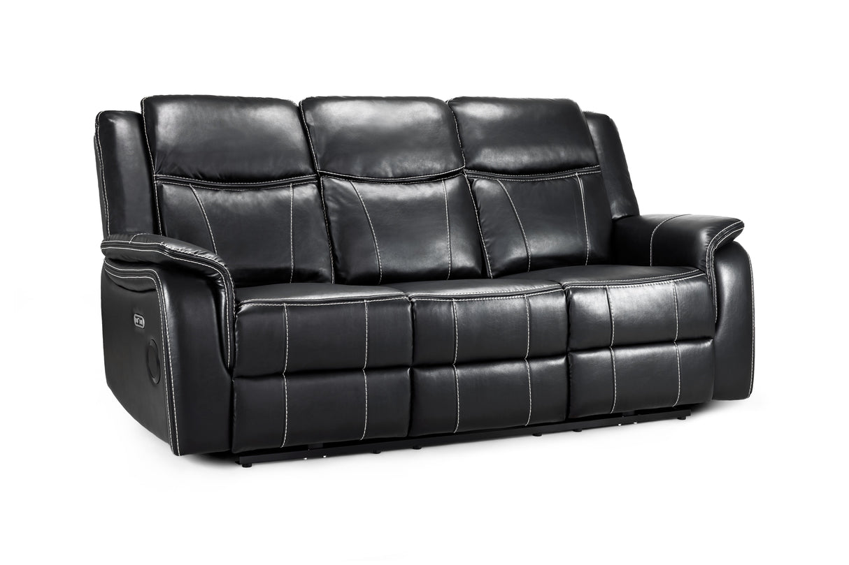 Galaxy Tech Electric Recliner 3 Seater Black Leather - Ready2Go Furniture
