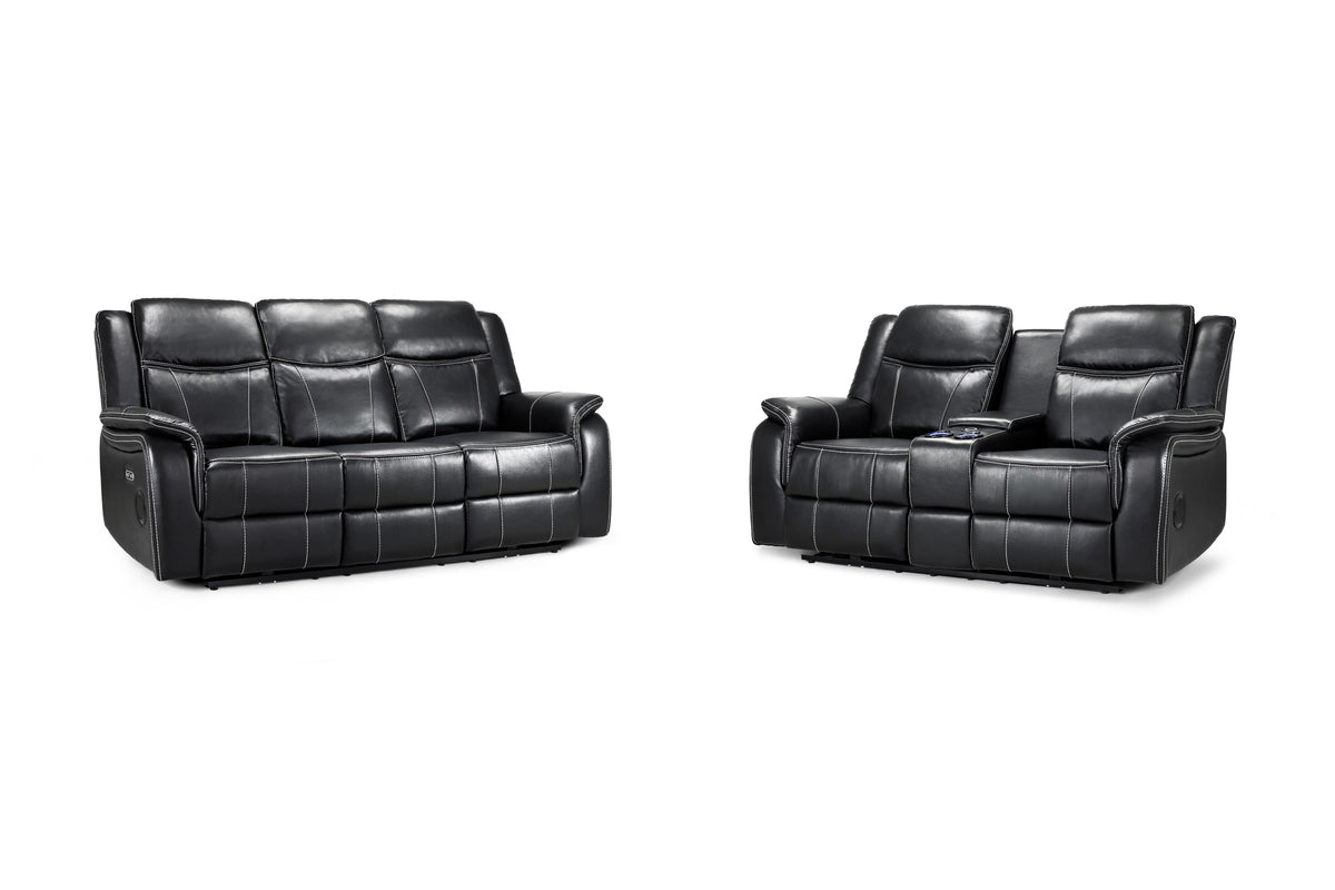 Galaxy Tech Electric Recliner Sofa Black 3+2 Set