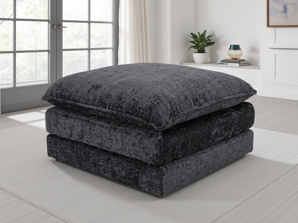 Solaya Sofa Black Footstool - Ready2Go Furniture