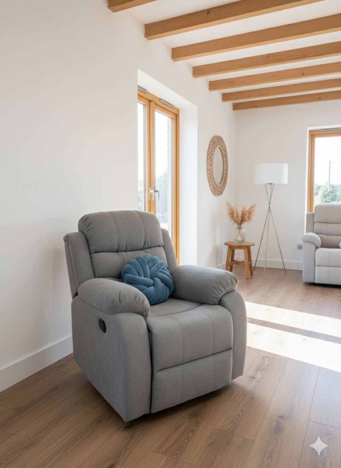 Grey Fabric 3+2+1 Manual Recliner Sofa Set