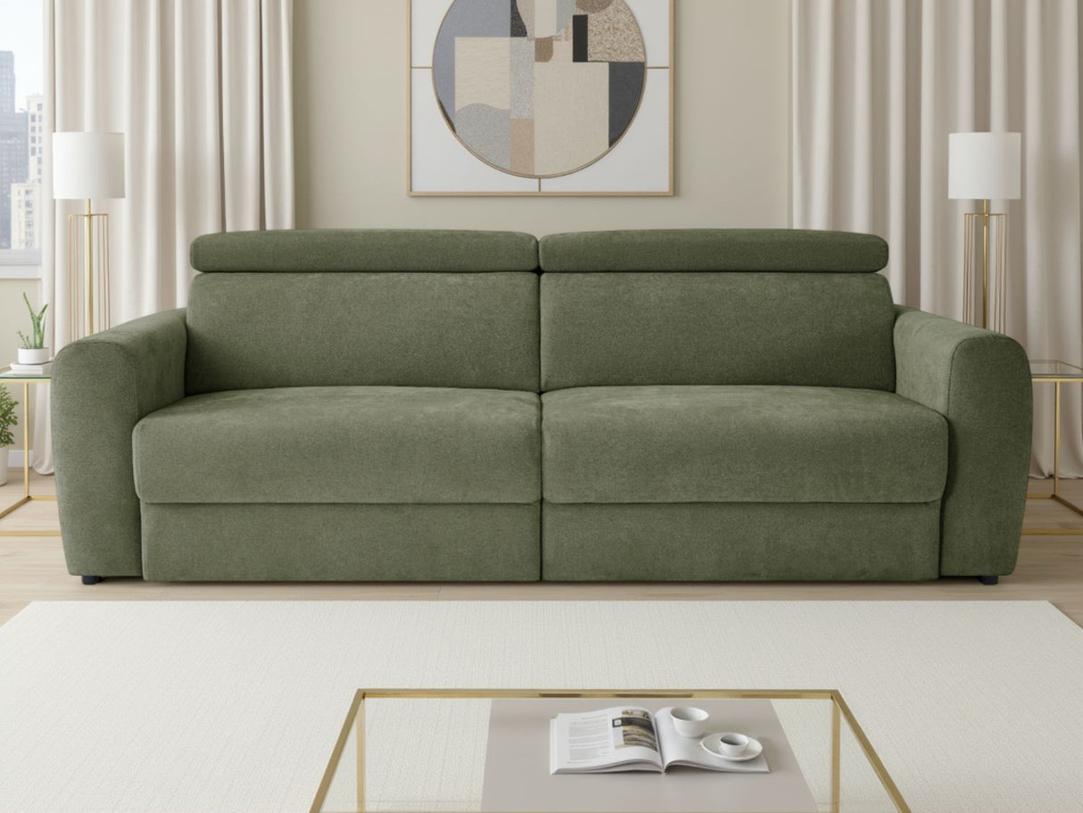 Green Fabric 3 Seater Electric Adjustable Recliner Sofabed