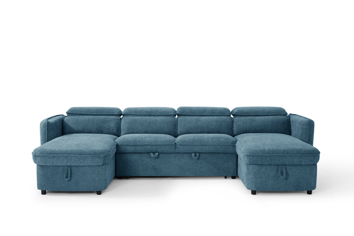 Capri Sofabed Blue U Shape Corner - Ready2Go Furniture