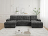 Grey Fabric Large U Shape Corner Chaise Sofa Bed