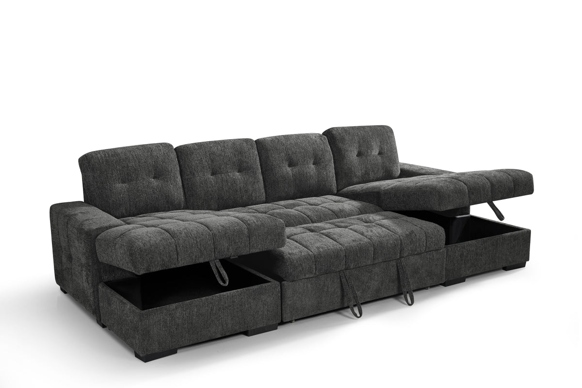 Palermo Sofabed Grey U Shape Corner