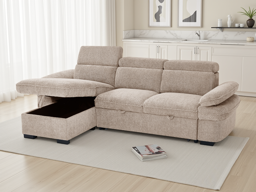Hudson Sofabed Beige Universal Corner - Ready2Go Furniture