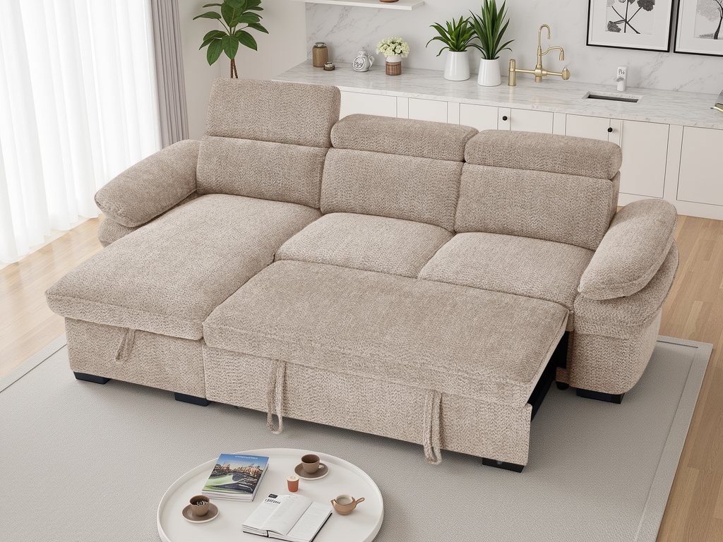 Hudson Sofabed Beige Universal Corner - Ready2Go Furniture