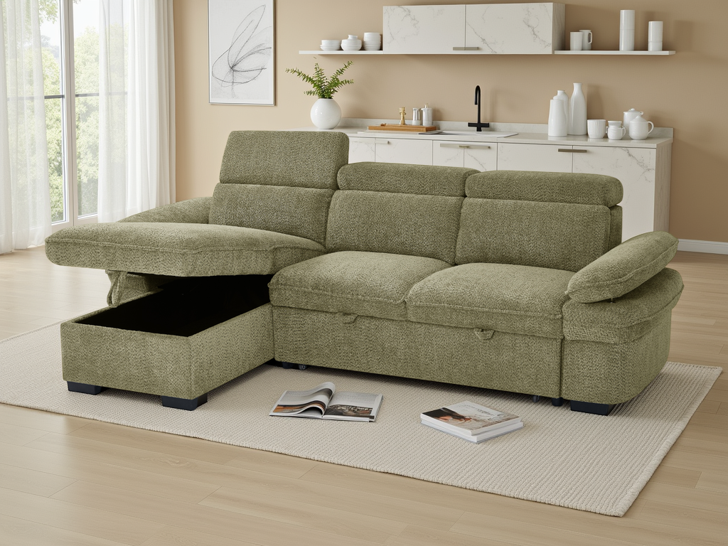Hudson Sofabed Green Universal Corner - Ready2Go Furniture