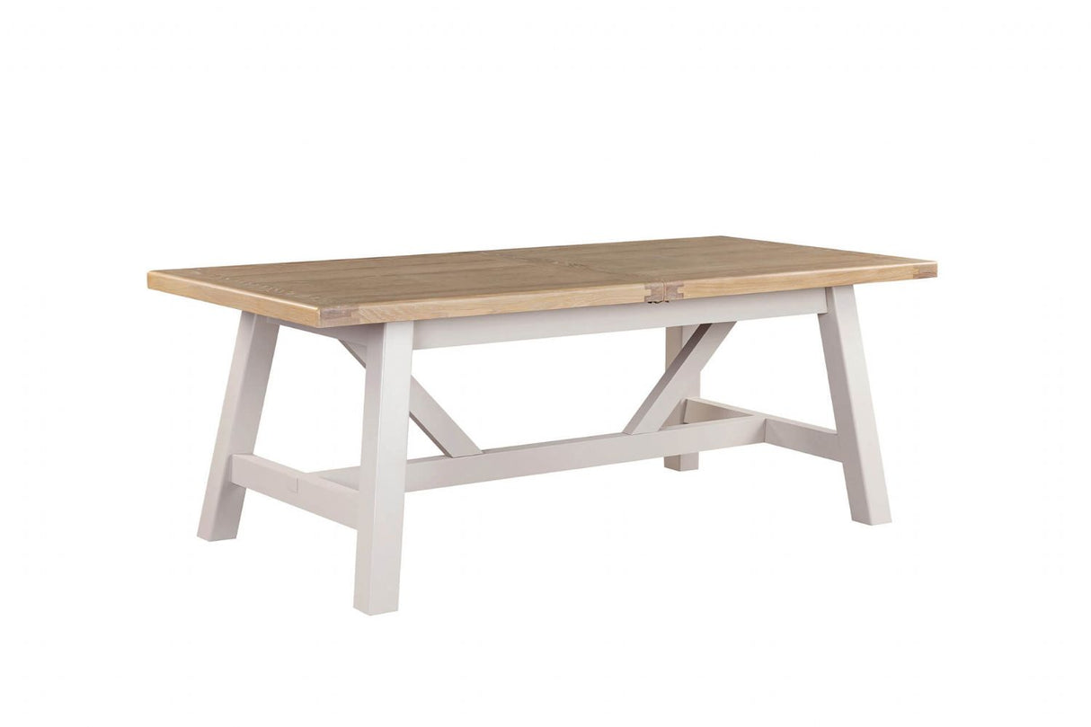 Taupe Wooden Oak Top Refectory Large Extending Dining Table