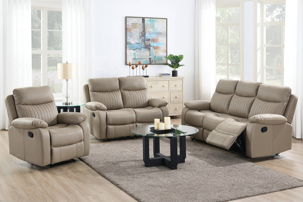 Camden 2-Seater Manual Recliner Sofa in Brown Faux Leather – Deep Cushions