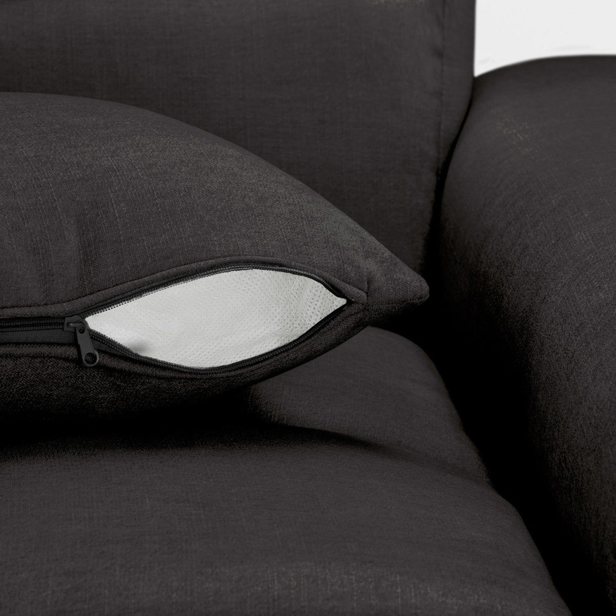 Black Fabric Upholsterd Right Hand Facing Corner Sofa