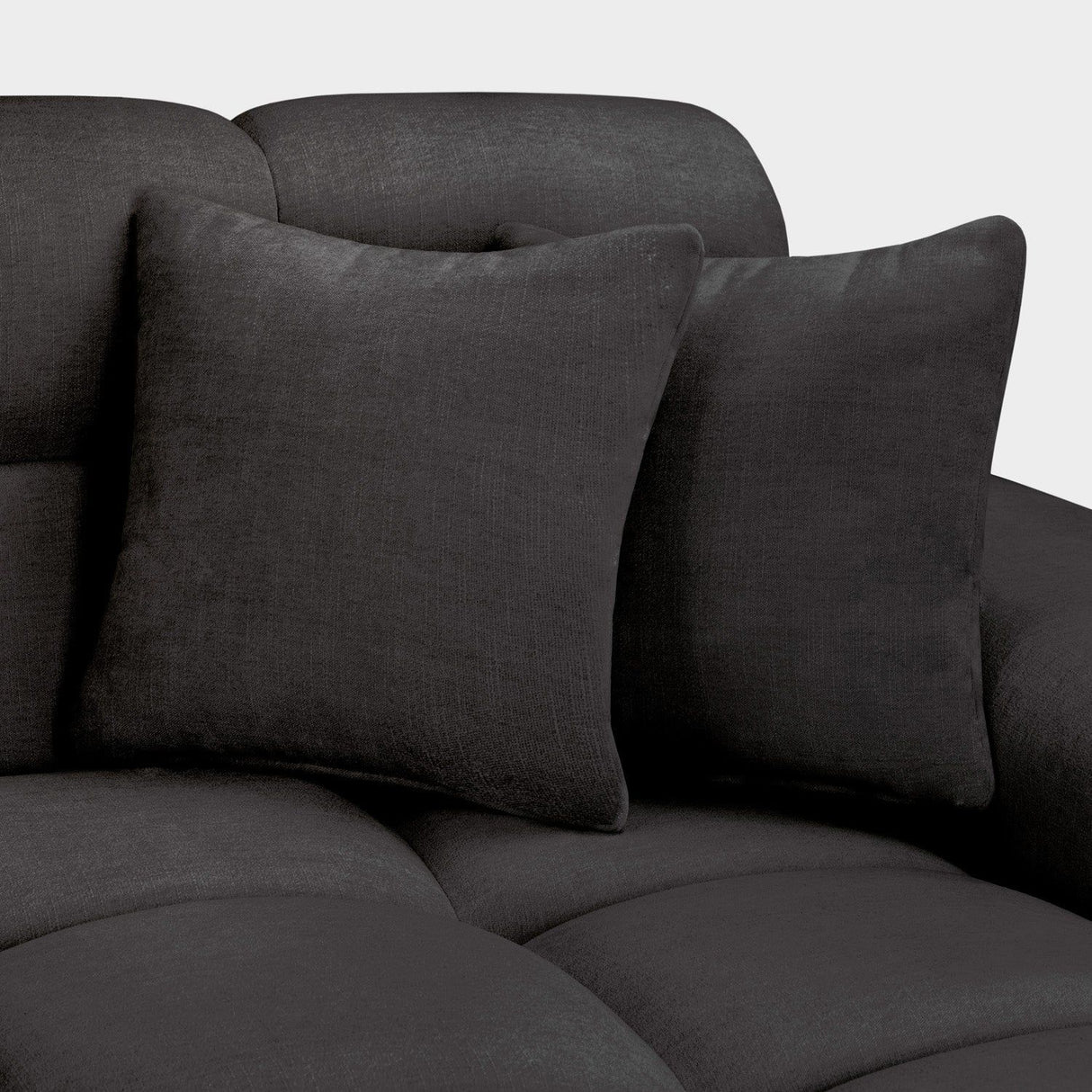 Black Fabric Upholsterd Right Hand Facing Corner Sofa