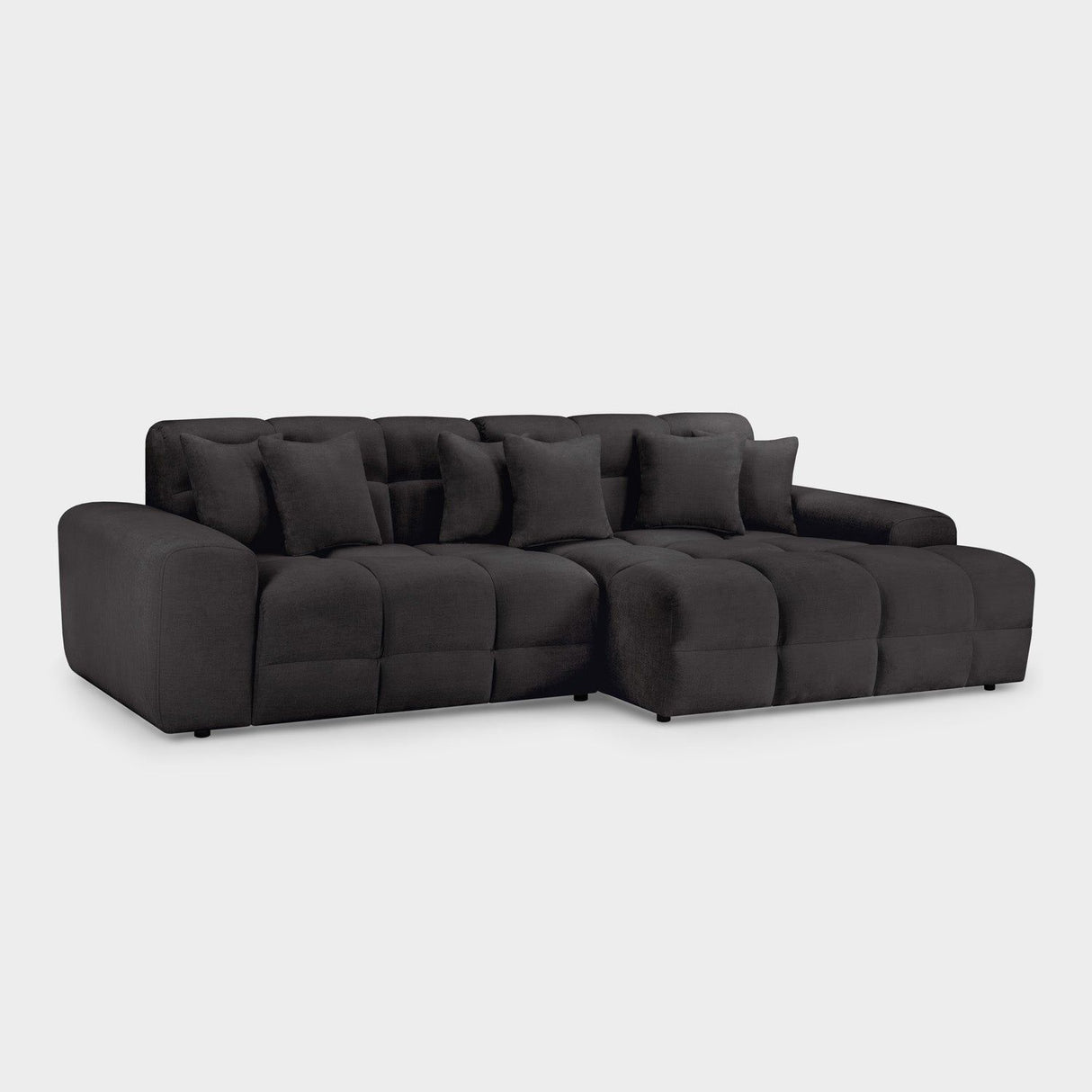 Black Fabric Upholsterd Right Hand Facing Corner Sofa