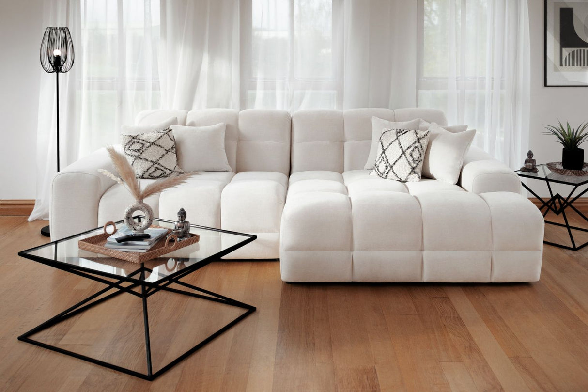 Natural Beige Fabric Right Hand Facing Corner Sofa