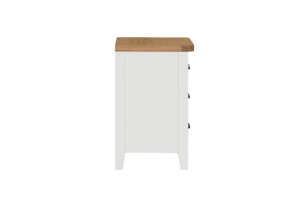 Cashmere Wood 3 Drawer Bedside Table with Oak Top