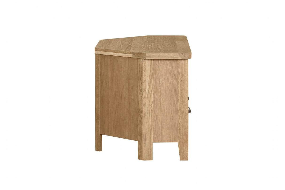 Natural Oak 2 Drawer Corner TV Media Entertainment Unit