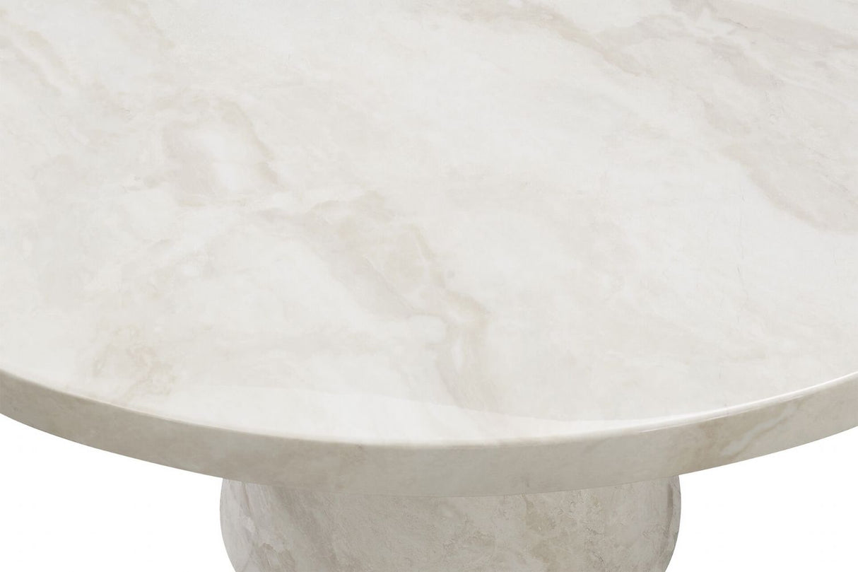 Taupe Gloss Marble 1.3m Round Dining Table Pedestal Base