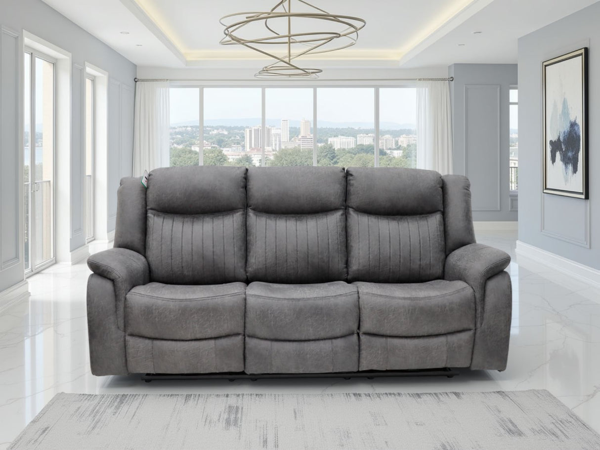 Grey Fabric 3 Seater Electric Recliner Sofa