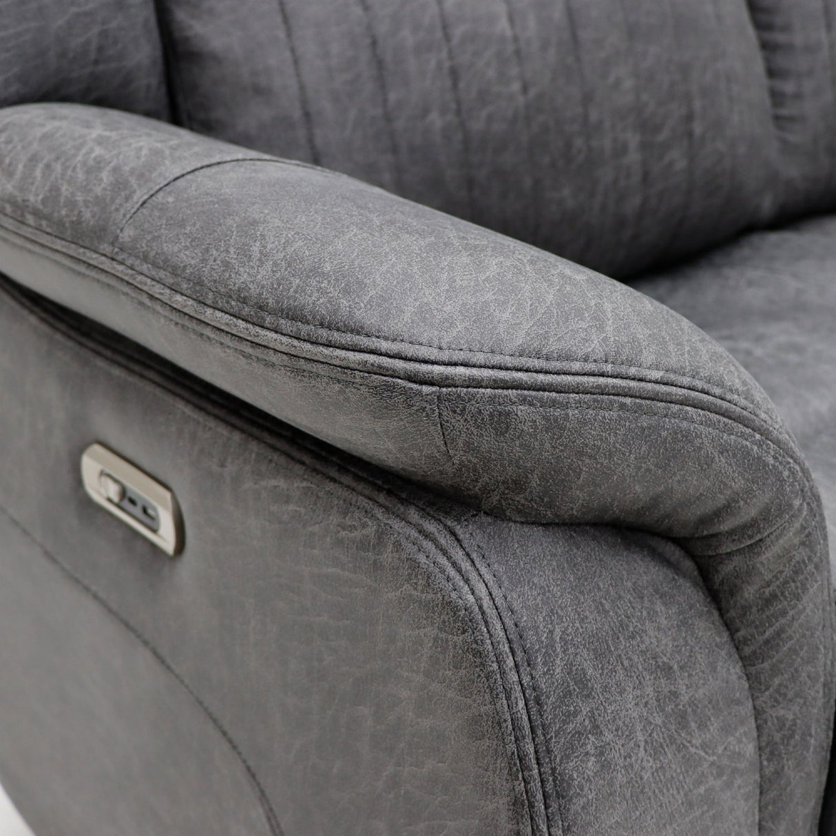 Grey Fabric Electric Recliner Armchair with USB