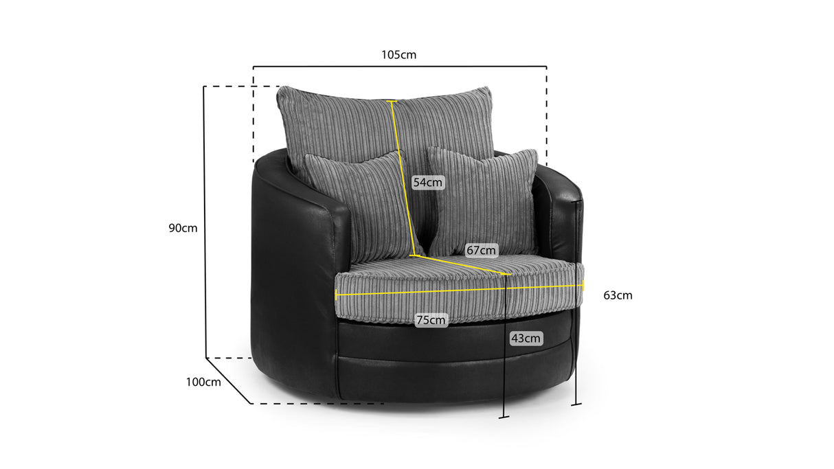 Arles Swivel Chair – Cosy Jumbo Cord & 360° Comfort - Ready2GoFurniture