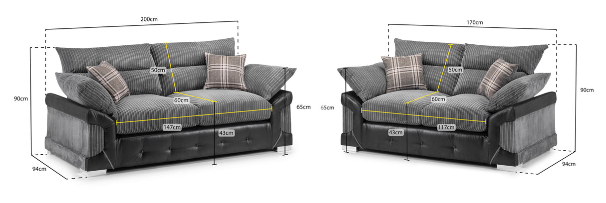 Arles 3 & 2 Seater Sofa Set – Cosy Jumbo Cord Comfort - Ready2GoFurniture