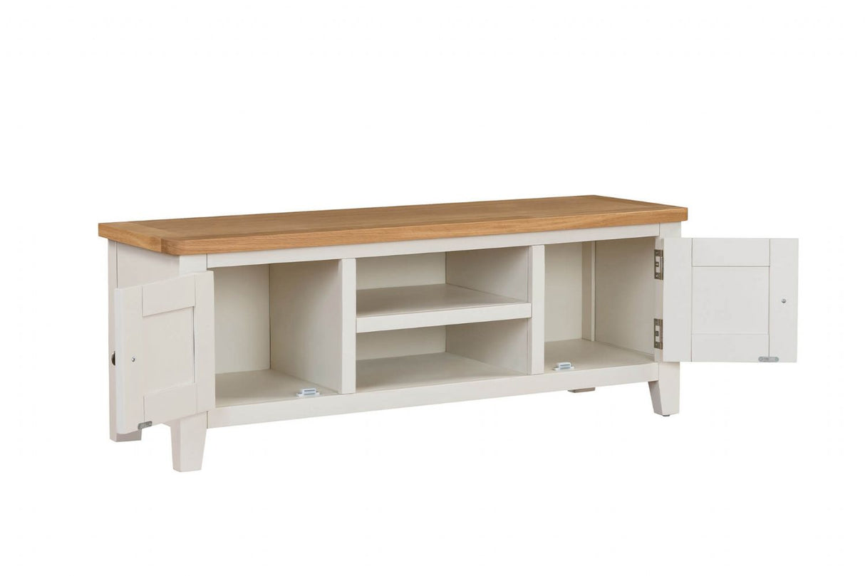 Cashmere Wooden 2 Door Large TV Unit Oak Top