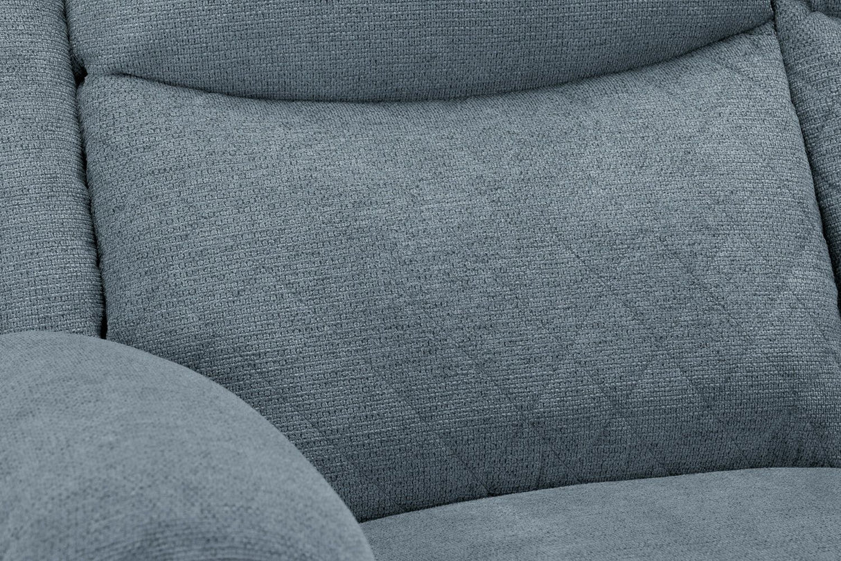 Grey Fabric Quilted Back Manual Recliner Armchair