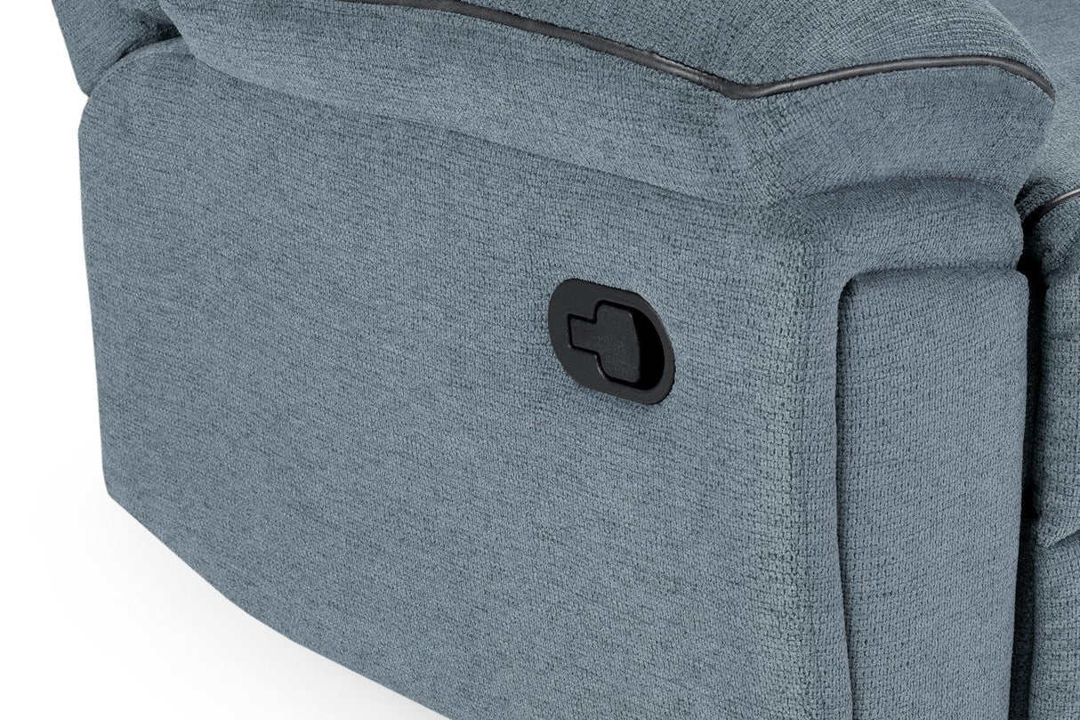 Grey Fabric Quilted Back Manual 2 Seater Recliner Sofa