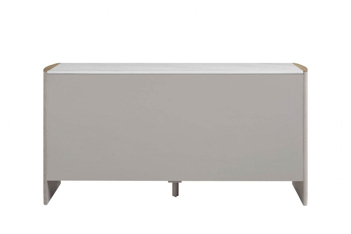 Washed Oak Elm Dressing Chest of 6 Drawers Stone Top