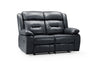 Black Leather Effect 2 Seater Manual Recliner Sofa