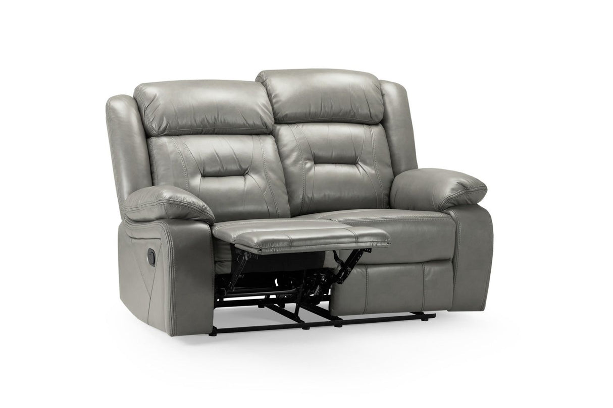 Grey Leather Effect 2 Seater Manual Recliner Sofa