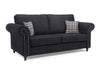 Charcoal Leather Effect Fabric 3 Seater Sofa Scroll Arm