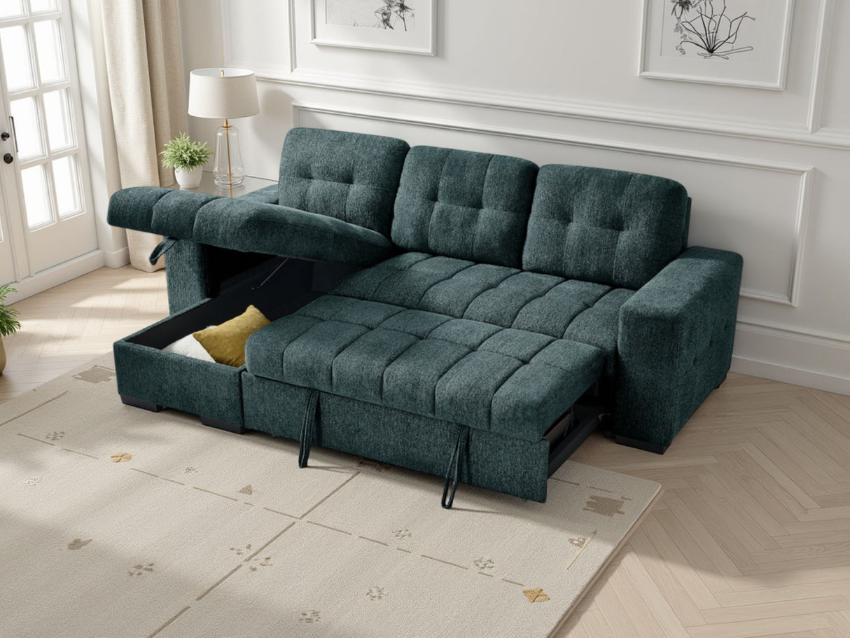 Teal Fabric Universal Corner Chaise Sofabed