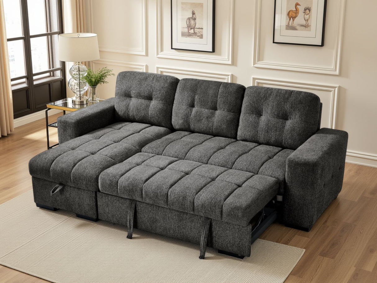 Grey Fabric Universal Corner Chaise Sofabed